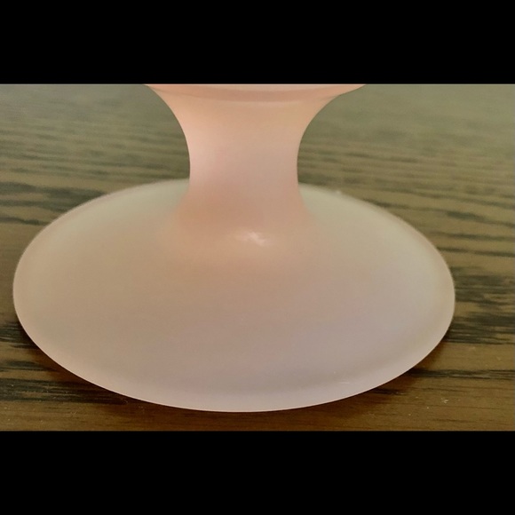 VINTAGE COTTON CANDY PINK FROSTED SATIN 4 pc SET 2 5”x 4” COMPOTE & 2 VOTIVES - Picture 6 of 16